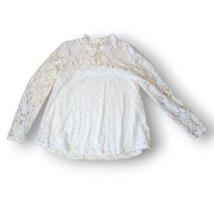 Paper + Tee White Lace Blouse Size XL